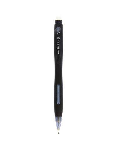 0.7mm black mechanical pencil with a sleek design and built-in eraser for precise writing