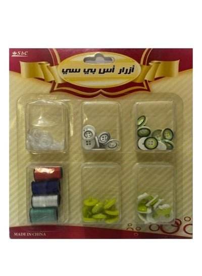 1-Card Button With Threads 4 Color Set Multicolor - Family book shop