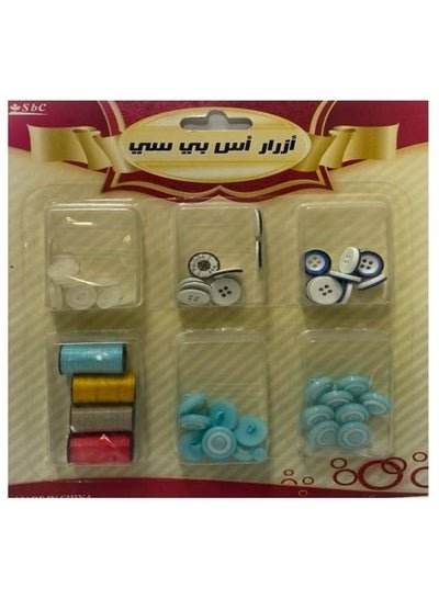 1-Card Button With Threads 4 Color Set Multicolor - Family book shop