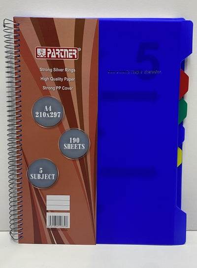 A4 5 Subject Strong Pp Cover Note Book - Family book shop