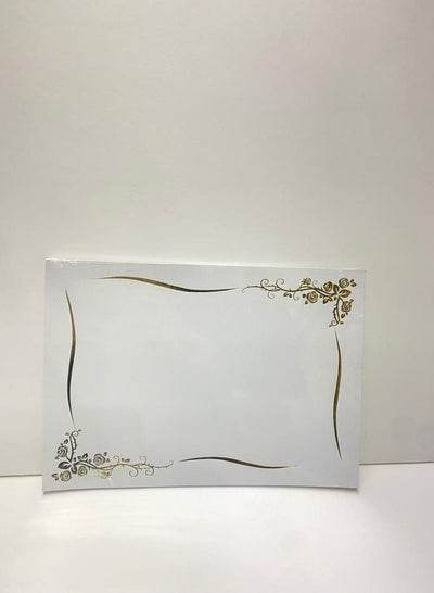 A4 Plain Designed Certificate Sheet White/Gold - Family book shop