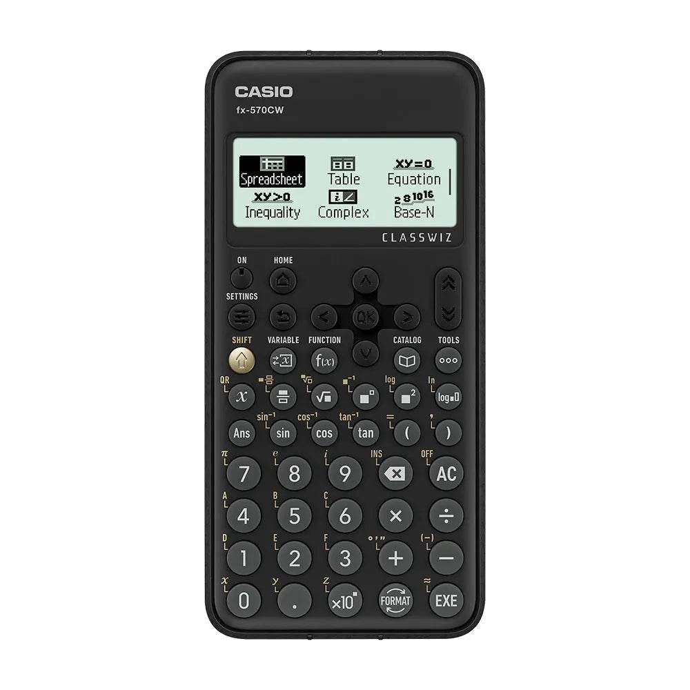 Casio FX 570CW scientific calculator featuring a clear display, multiple functions, and a user-friendly layout for educational and professional use