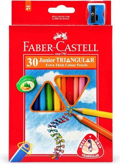 FABER-CASTELL Pack Of 30 Colour Junior Triangular Extra Thick Color - Family book shop