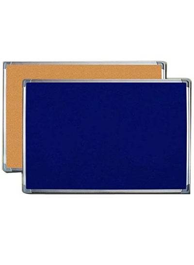Aluminum frame notice board 45x60cm featuring cork on one side and felt on the other for versatile display
