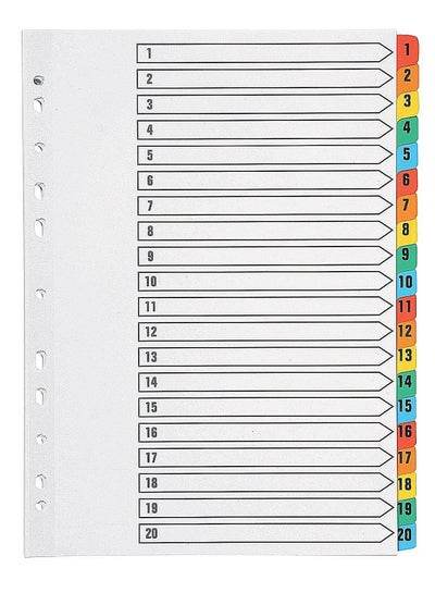 A4 PVC dividers with numbers Multicolour for organized filing and easy navigation