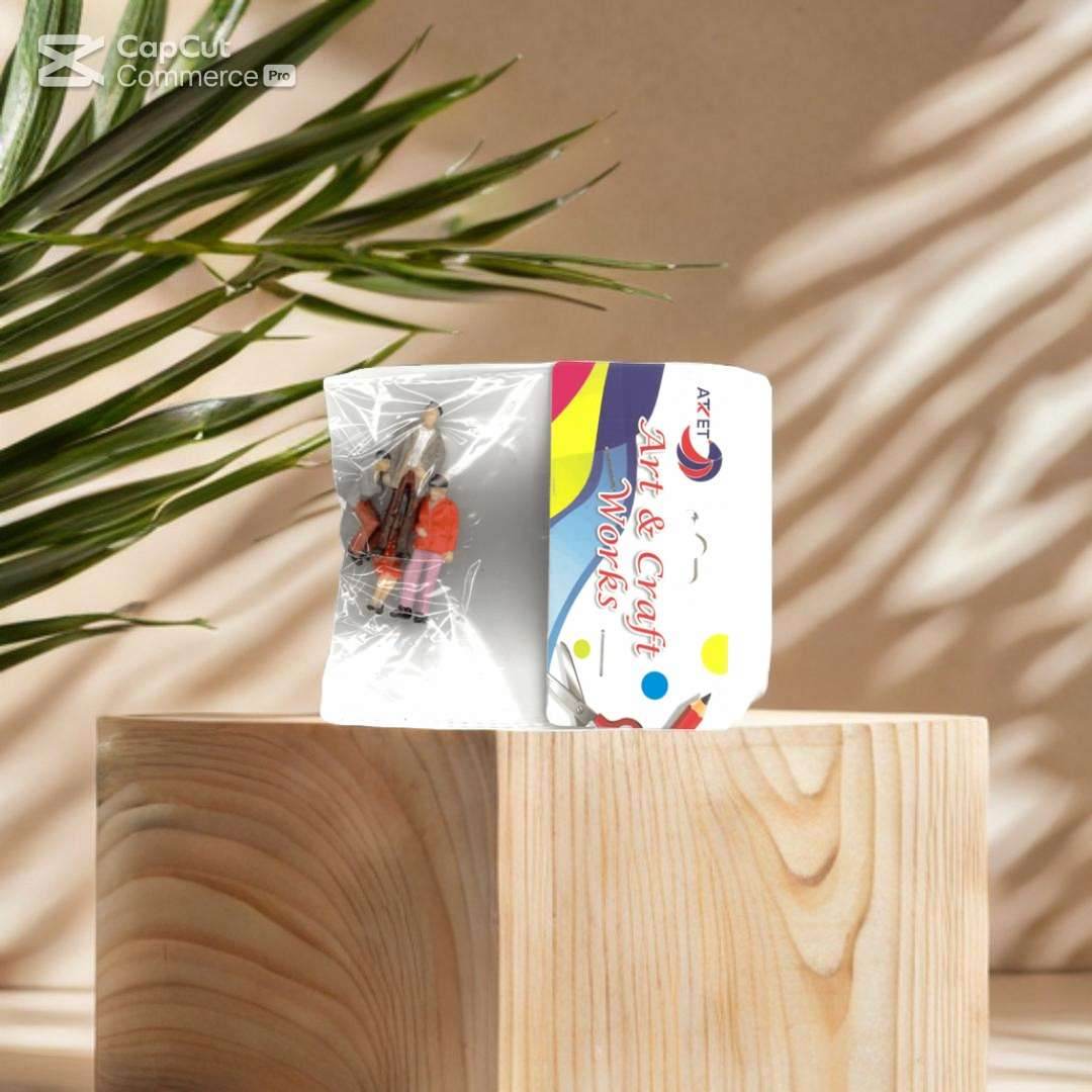 ATZET miniature furniture set displayed on a wooden block, perfect for creative art projects
