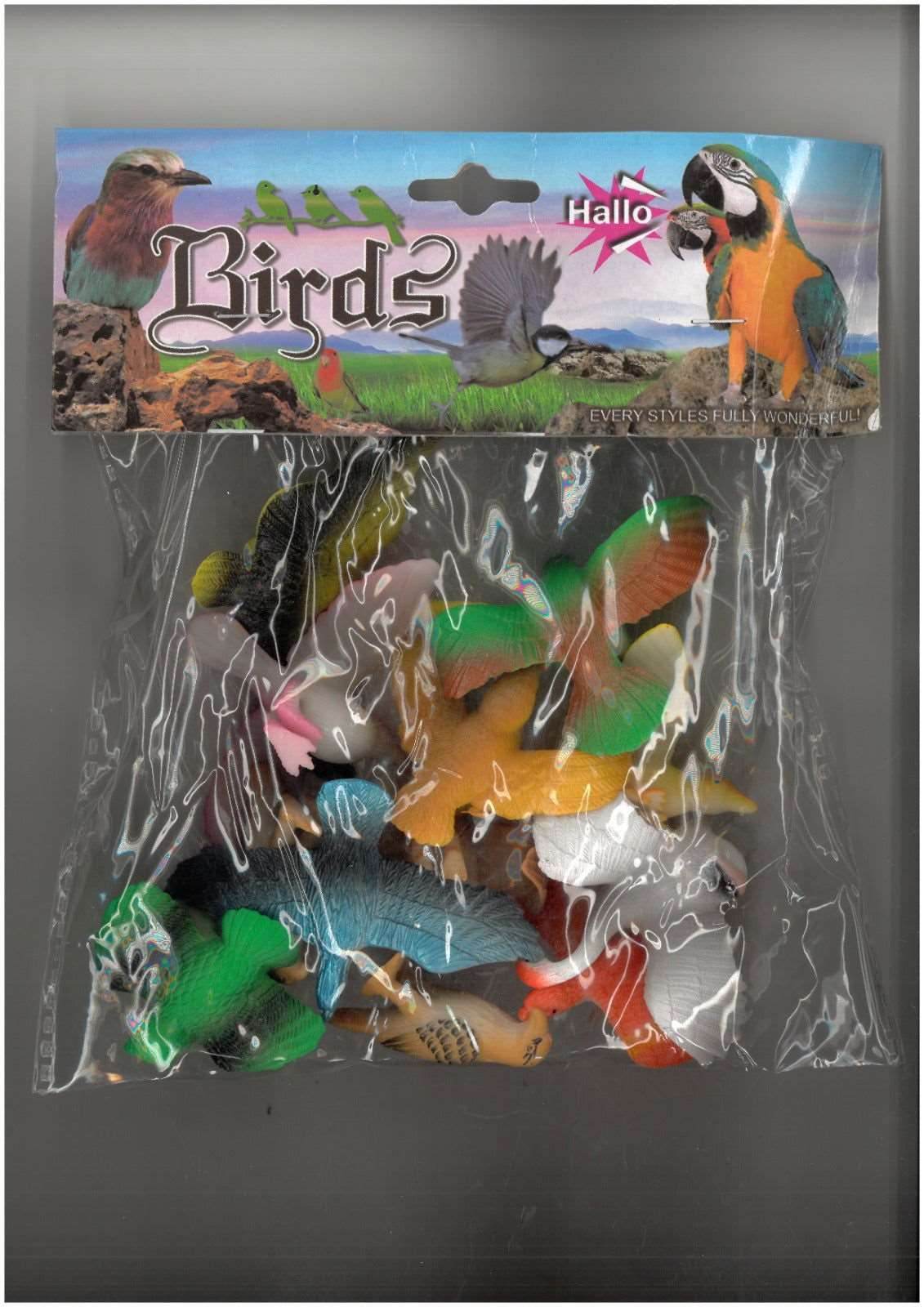 Colorful rubber bird figurines craft set for kids in various colors and styles for creative play