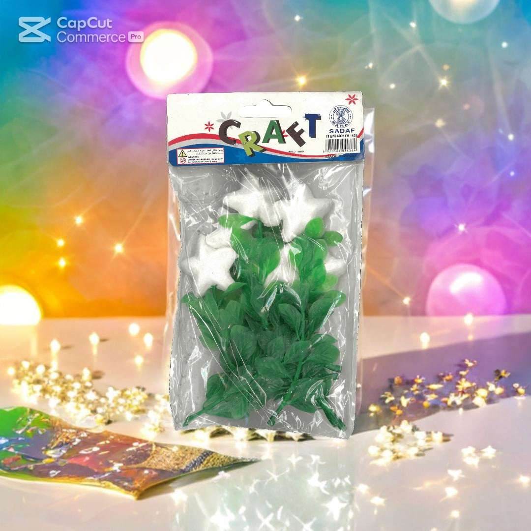 SADAF craft supplies for DIY projects featuring leaves and stars in a clear package