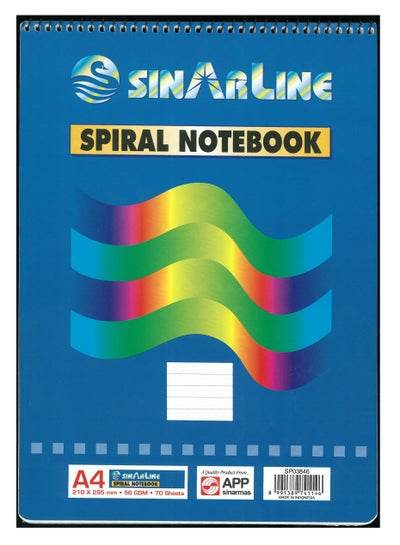 A4 Top Spiral Notebook with Colorful Waves Design, ideal for students and office use, buy spiral notebook online