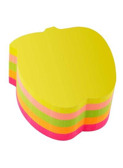 Colorful sticky notes 70x70mm in apple shape featuring vibrant yellow, pink, and green layers for fun note-taking.