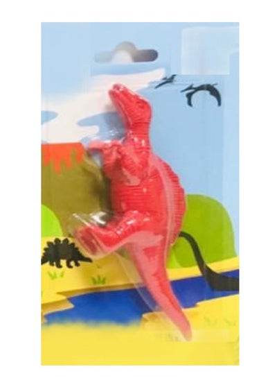 Red dinosaur eraser in packaging, perfect for kids and school supplies