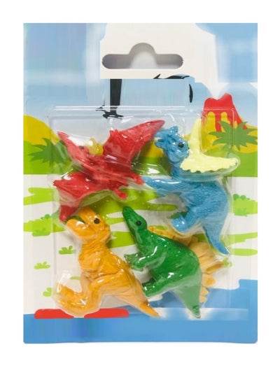 Dinosaur pencil eraser pack featuring colorful dinosaur shapes perfect for school and crafting