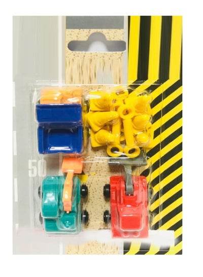 Engineering vehicle eraser pack featuring colorful truck and construction vehicle designs for kids