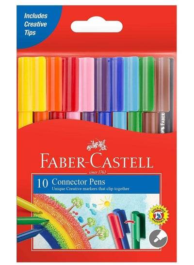 Faber-Castell connector felt pens in a pack of 10 vibrant colors for creative projects
