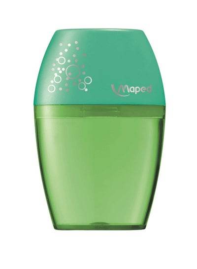 Maped Green Pencil Sharpener with a sleek design for easy sharpening of pencils