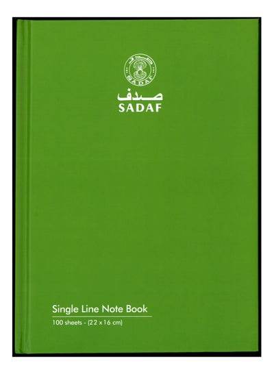Hardcover A5 notebook green with 100 single line sheets for note-taking and organization
