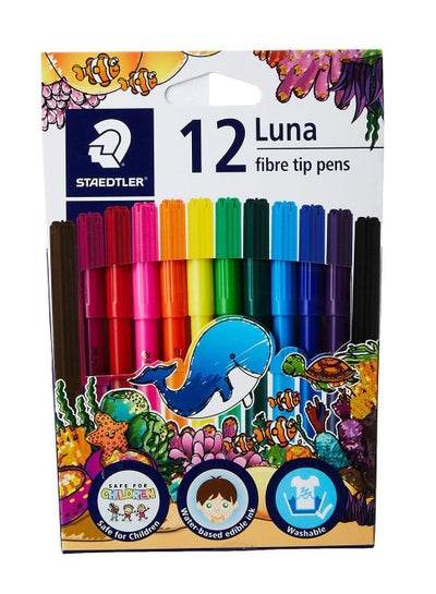 Luna fibre tip pens set of 12 vibrant colors for colorful and creative art projects