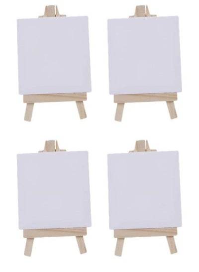 Set of four mini canvas boards with easel perfect for art projects or home decor