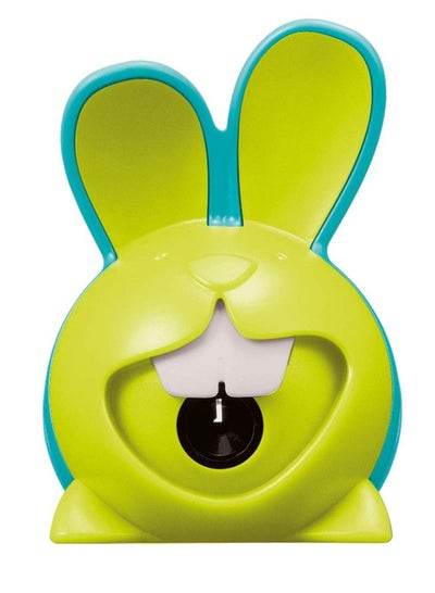 Colorful bunny shaped sharpener in green, part of the panda and penguin pencil sharpener pack