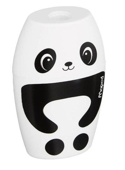 Pencil sharpener panda design featuring cute panda graphics, perfect for school or home use.