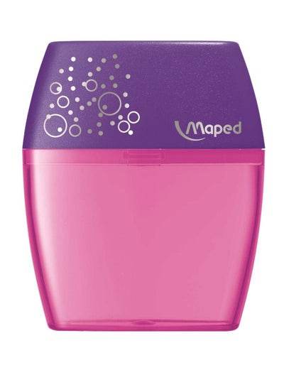 Pink pencil sharpener double hole with vibrant design for efficient sharpening in one pack