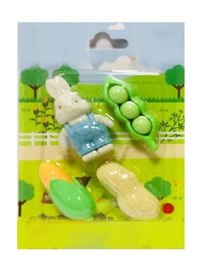 Rabbit eraser pack featuring fun animal shapes for creative writing and school use