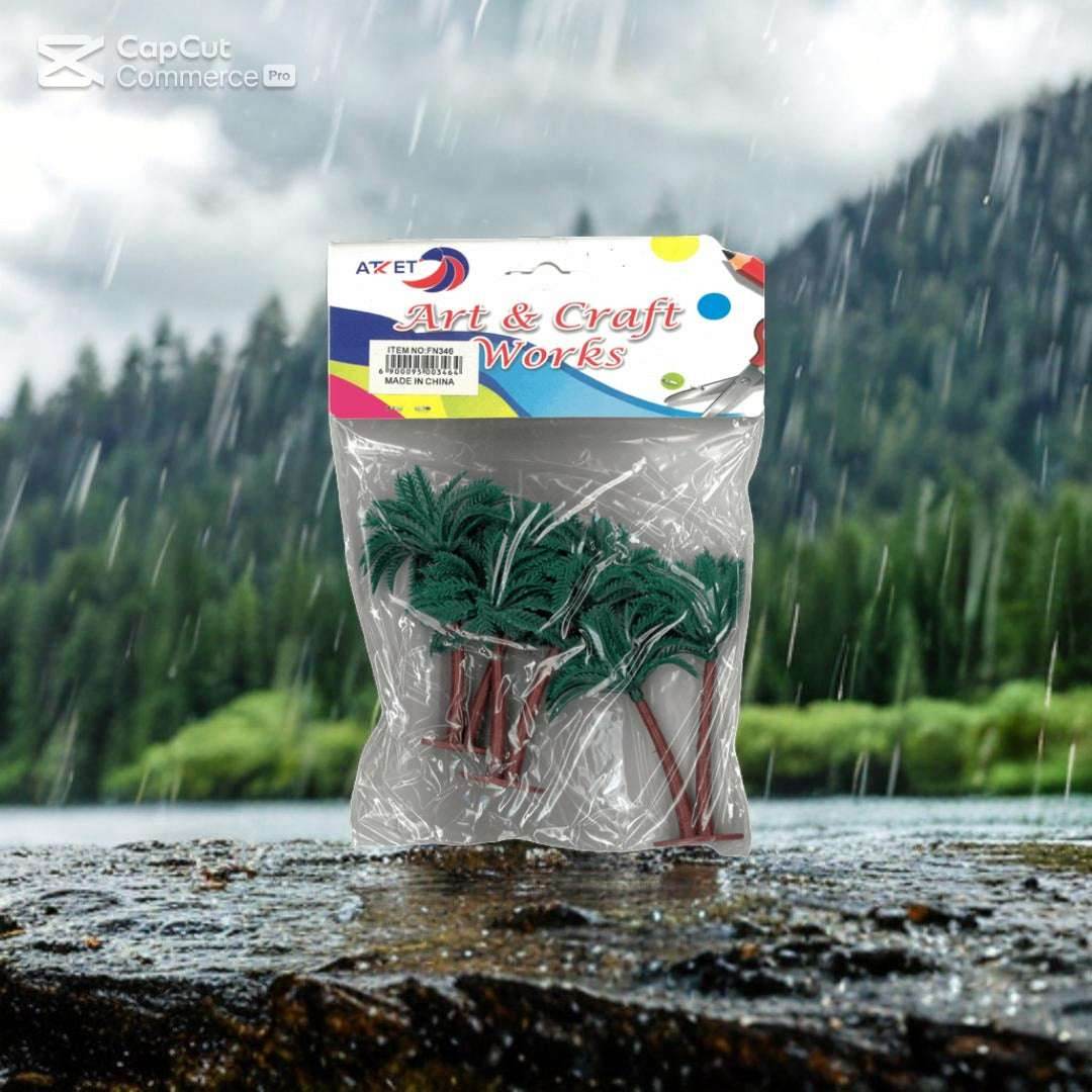 ATZET miniature palm tree set for dioramas, featuring detailed green foliage and brown trunks, ideal for model landscapes.
