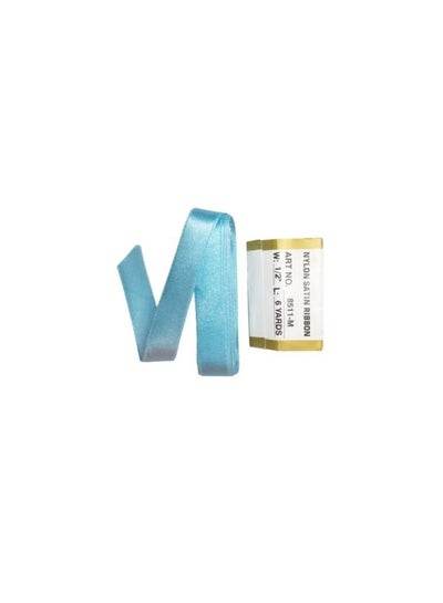Light blue satin ribbon with a glossy finish, ideal for crafting and gift wrapping projects