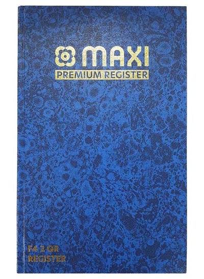 F4 Foolscap Register Book with a blue leather-like cover and gold lettering for premium quality recording