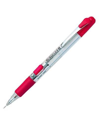 Mechanical pencil 0.5mm red with clear barrel and comfortable grip for precise writing