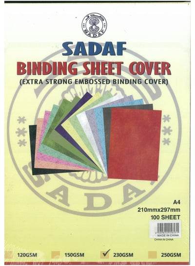 Sadaf A4 100 pack binding sheets in various colors for strong document binding