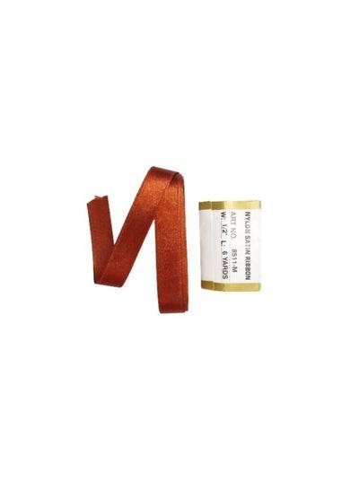 Single faced satin ribbon 1/2 inch in a rich copper color, ideal for crafting and decoration