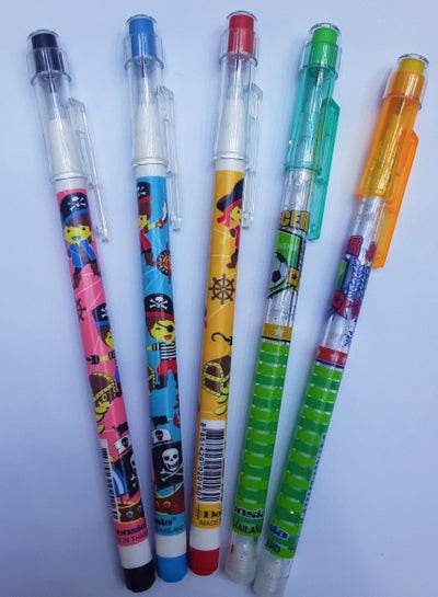 1.0mm tip pencils in 5 colors for school with fun designs and patterns, perfect for students