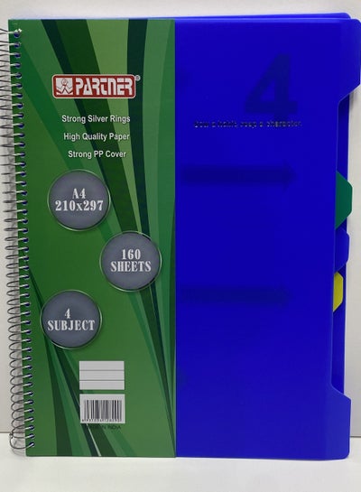 A4 4 Subject Strong Pp Cover Note Book - 160 Sheets - Family book shop