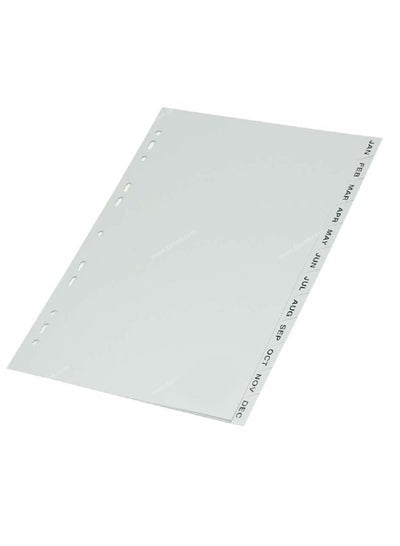 A4 PP Divider Jan-Dec Divider A4 Grey - Family book shop