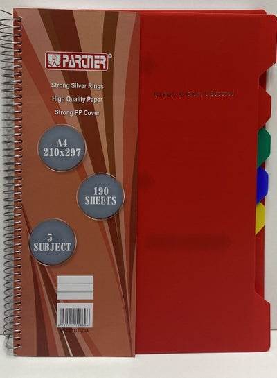A4 5 Subject Strong Pp Cover Note Book - Family book shop