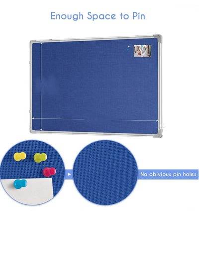 Blue aluminum cork board 60x90 centimeters with a textured surface, ideal for pinning notes and photos without visible pin holes