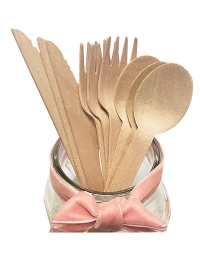 Biodegradable Knife Fork Spoon Wooden Cutlery Set Disposable - Family book shop