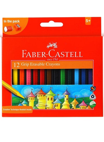 FABER-CASTELL 12-Piece Grip Erasable Crayons - Family book shop