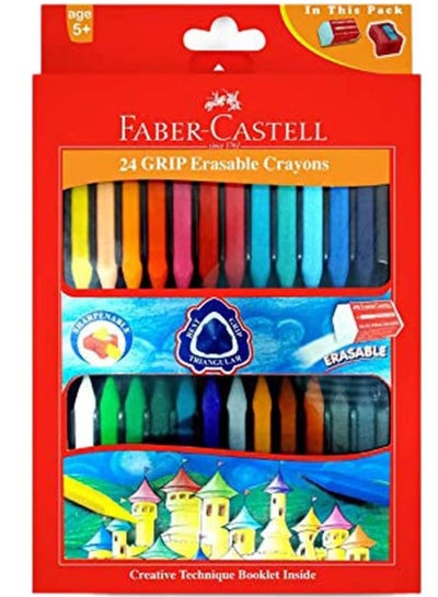 FABER-CASTELL 24-Piece Grip Erasable Crayons Set Multicolour 90mm - Family book shop