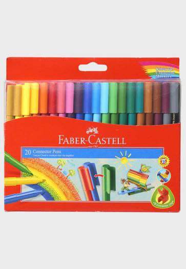 Vibrant Faber-Castell connector pen wallet containing 20 colorful connector pens, ideal for creative projects.