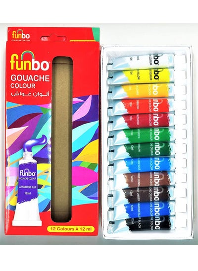 Funbo 12-Tube Gouache Colours Mulicolour - Family book shop