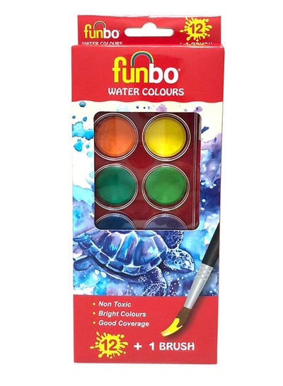 Funbo 2 Box 12-Piece Water Colour Cake With 1 Brush - Family book shop