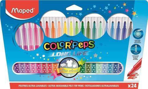 Maped Color Peps 24 colors set of washable felt-tip pens in vibrant shades, perfect for kids' art projects