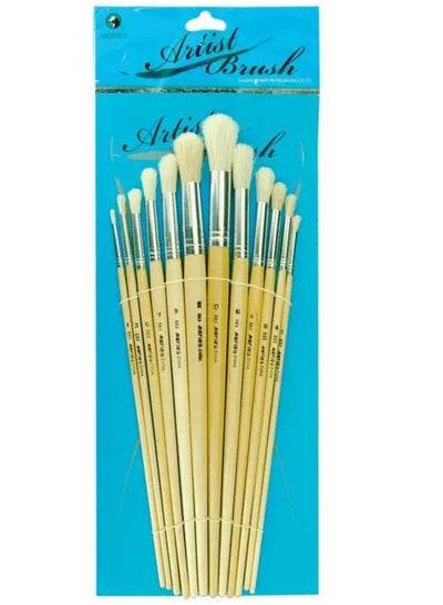 Marie's Round Bristle Oil Color Brush 12-Piece - Family book shop