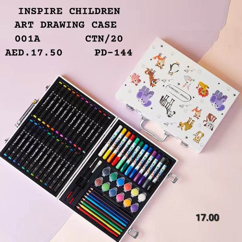 Colorful mark pen set for kids in a stylish case, featuring a variety of colors and art supplies for primary school students