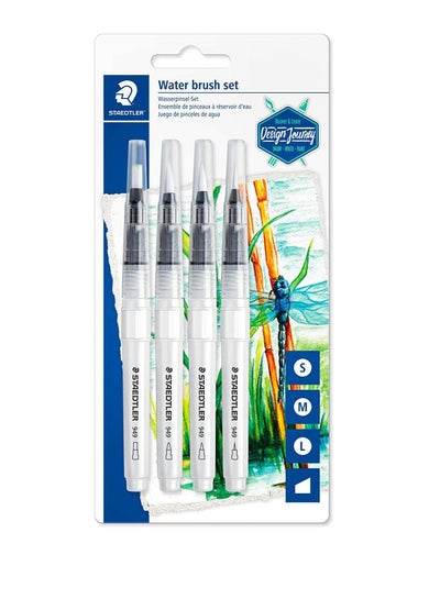 Pack Of 4 Water Brush Set White/Black/Clear - Family book shop