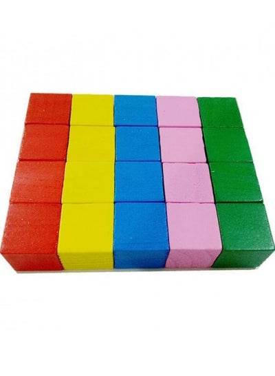 Small cubes of natural wood, colored - Family book shop