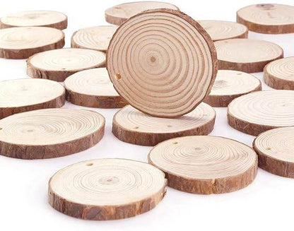 Unfinished Predrilled Wood Slices Round Log Discs With 33 Feet - Family book shop