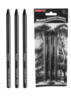 Woodless Pencil Set. Black Charcoal Pencil Soft Medium Hard - Family book shop